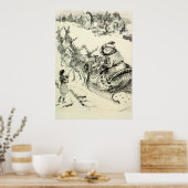 Vintager Schwarz-Weiß-Weihnachtsmann kommt in die Poster (Küche)