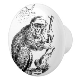 Vintager Schwarz-weißer Affenknopf Wohngestaltung Keramikknauf