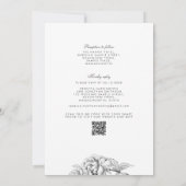 Vintager Schwarz-weißer botanischer Hochzeitstag Einladung (Rückseite)