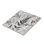 Vintager Schwarz-weißer Farn Fliese (Seite)