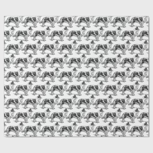 Vintager Schwarz-weißer Grenzkollege Geschenkpapier (Flach)