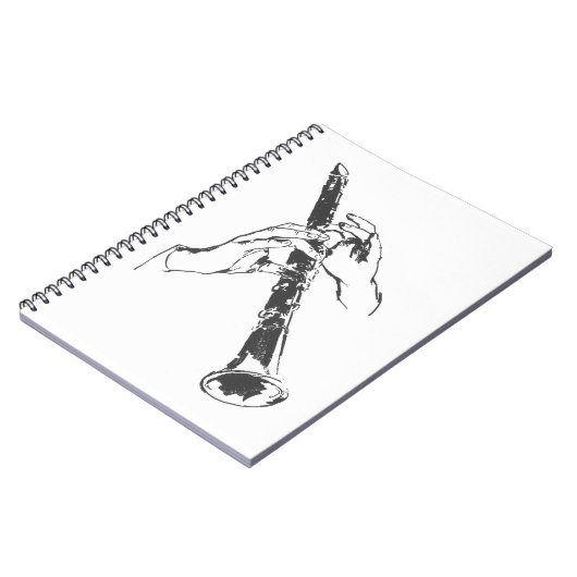 Vintager Schwarz-weißer HandClarinetBenny Goodman Notizblock (Linke Seite)