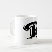 Vintager Schwarz-weißer Letter R Monogramm Kaffeetasse (Vorderseite Links)