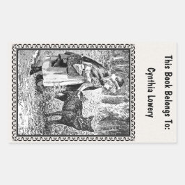 Vintager Schwarz-weißer Red Riding Hood Wolf Rechteckiger Aufkleber