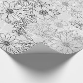 Vintager Schwarz-weißer Silberblumenmarmor Geschenkpapier (Ecke)