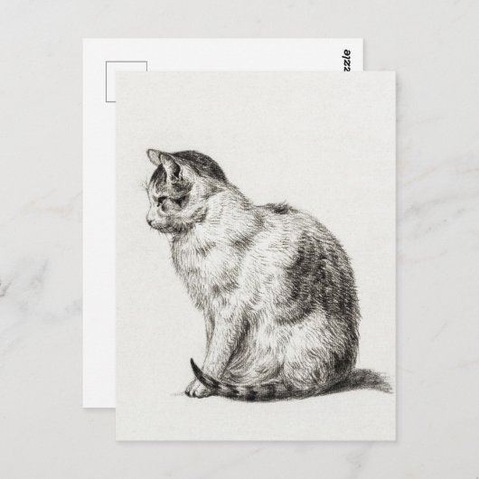 Vintager, Schwarz-weißer Stift Postkarte (Vorne/Hinten)