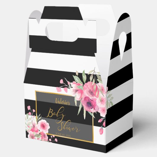 Vintager Schwarz-weißer Streifen Einladung Geschenkschachtel (Geöffnet)