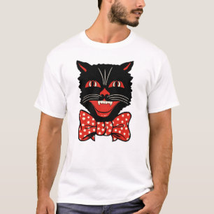 Vintager schwarze Katzen-T - Shirt