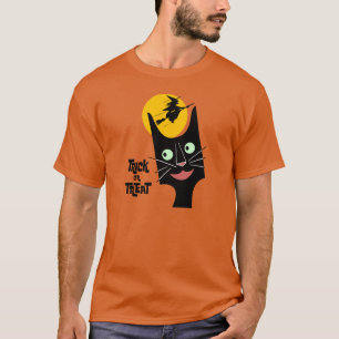 Vintager schwarze Katzen-Trick oder Leckerei T-Shirt