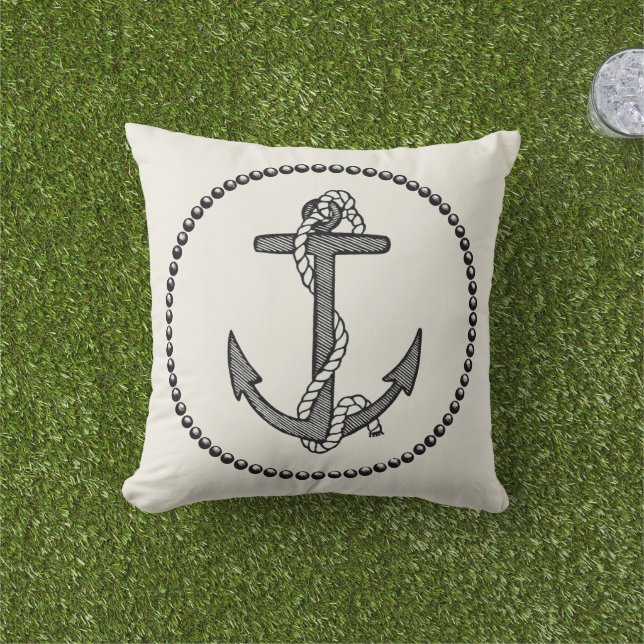 Vintager schwarzer Anker und Seil Kissen (Golfball-Marker)