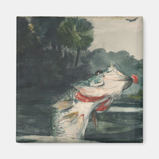 Vintager schwarzer Bass aus Winslow Homer Magnet (Vorne)