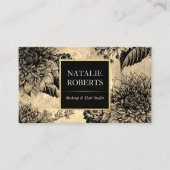 Vintager Schwarzer Blütenmacher Kunsthaarsalon Visitenkarte (Vorderseite)