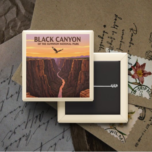 Vintager Schwarzer Canyon des Gunnison-Nationalpar Button