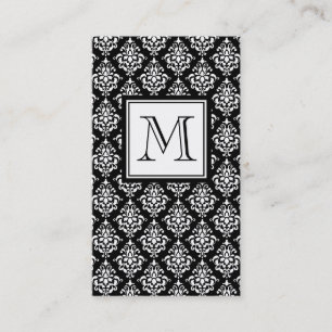 VINTAGER SCHWARZER DAMAST IHR MONOGRAMM VISITENKARTE