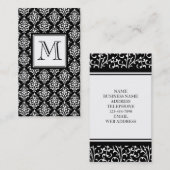 VINTAGER SCHWARZER DAMAST IHR MONOGRAMM VISITENKARTE (Vorne/Hinten)