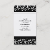 VINTAGER SCHWARZER DAMAST IHR MONOGRAMM VISITENKARTE (Rückseite)