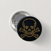 Vintager Schwarzer-Gold-Piratenschädel Button (Vorne & Hinten)