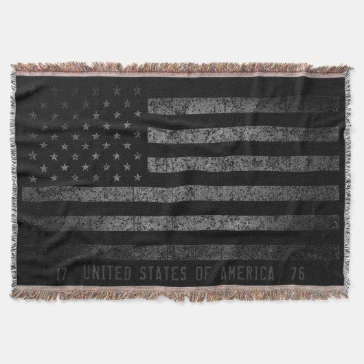 Vintager schwarzer Grunge amerikanischer Flag gest Decke (Vorderseite)