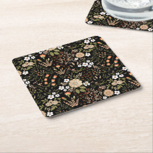 Vintager Schwarzer Hochzeitsland Rechteckiger Pappuntersetzer