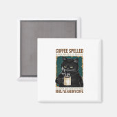 Vintager schwarzer Katzenkaffee rückwärts geschrie Magnet (Vorderseite/Rückseite)