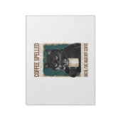 Vintager schwarzer Katzenkaffee rückwärts geschrie Notizblock (Rotiert)