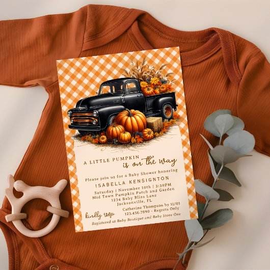 Vintager schwarzer LKW - Kleine Pumpkindusche Einladung