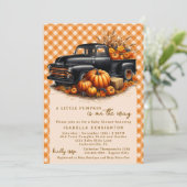 Vintager schwarzer LKW - Kleine Pumpkindusche Einladung (Stehend Vorderseite)
