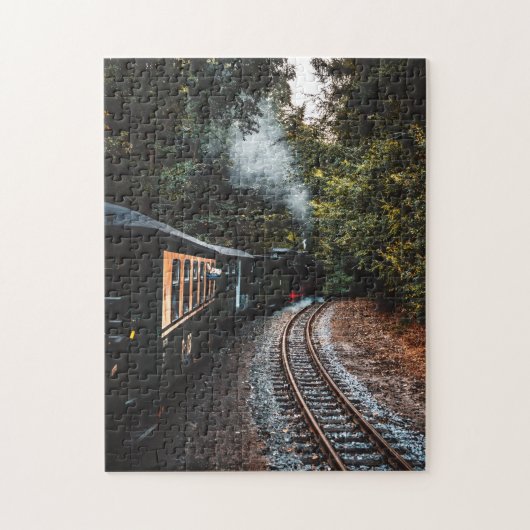 Vintager Schwarzer Motor-Zug in Holz Puzzle (Vertikal)