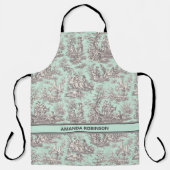 Vintager schwarzer Pfefferminztoil de jouy Schürze (Vorderseite)