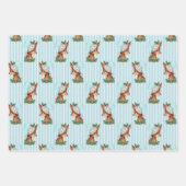 Vintager schwarzer Santa und Rentier Türkisstreife Geschenkpapier Set (Vorderseite 3)