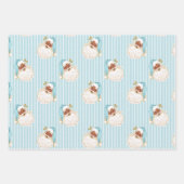 Vintager schwarzer Santa und Rentier Türkisstreife Geschenkpapier Set (Vorderseite)