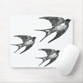 Vintager schwarzer Schwalben-Entwurf Mousepad (Mit Mouse)