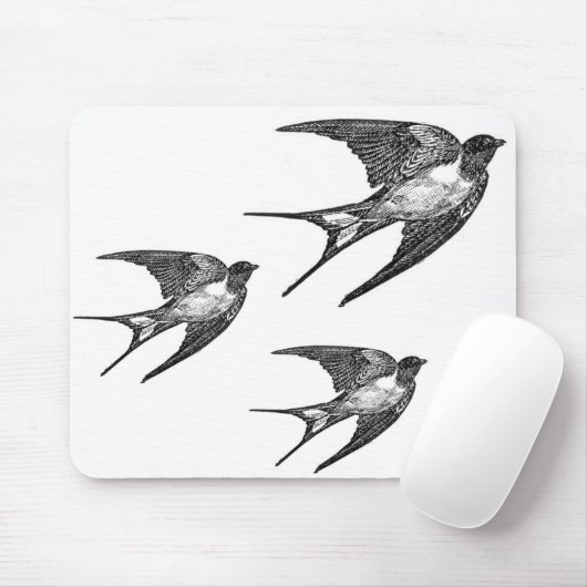 Vintager schwarzer Schwalben-Entwurf Mousepad (Mit Mouse)
