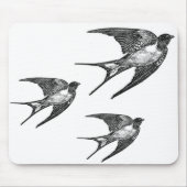 Vintager schwarzer Schwalben-Entwurf Mousepad (Vorne)