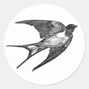 Vintager schwarzer Schwalben-Entwurf Runder Aufkleber