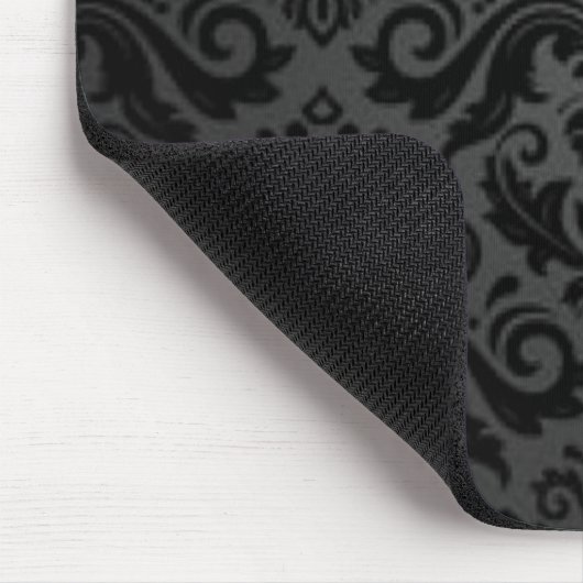 Vintager schwarzer u. grauer Damast Mousepad (Ecke)