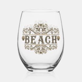 Vintager schwarzer und brauner Strand Weinglas Ohne Stiel