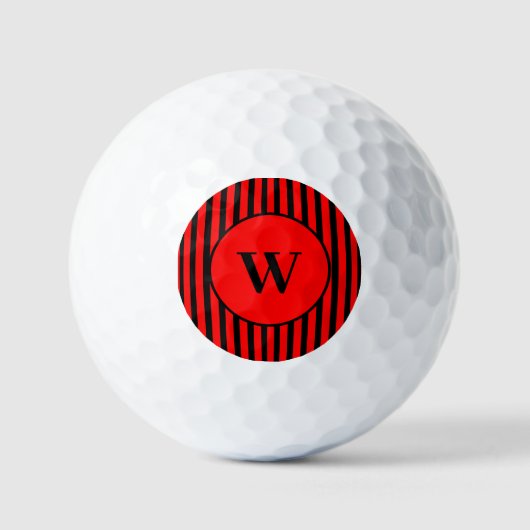 Vintager schwarzer und roter klassischer Streifen Golfball (Vorderseite)