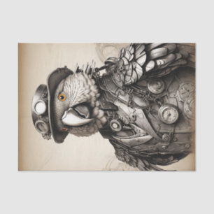 Vintager schwarzer und weißer Steampenpapagei Seidenpapier