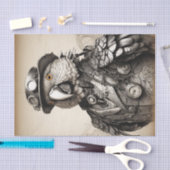 Vintager schwarzer und weißer Steampenpapagei Seidenpapier (Handwerk)