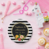 Vintager, schwarzer und weißer Streifen Personalis Pappteller (Party)