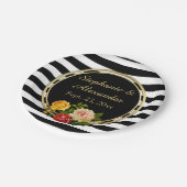 Vintager, schwarzer und weißer Streifen Personalis Pappteller (Schrägansicht)