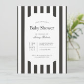 Vintager schwarzer und weißer vertikaler Sandstrei Einladung (Stehend Vorderseite)