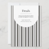 Vintager schwarzer und weißer vertikaler Streifen Einladung (Rückseite)