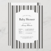 Vintager schwarzer und weißer vertikaler Streifen Einladung (Vorne/Hinten)