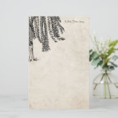 Vintager Schwarzer Weidenbaum Briefpapier (Stehend Vorderseite)