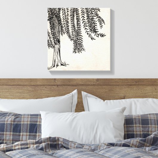 Vintager Schwarzer Weidenbaum Leinwanddruck (Insitu (Schlafzimmer))