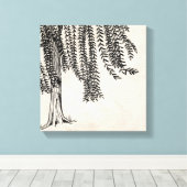 Vintager Schwarzer Weidenbaum Leinwanddruck (Insitu (Holzboden))
