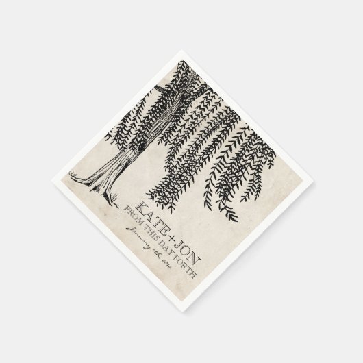 Vintager Schwarzer Weidenbaum Serviette (Ecke)