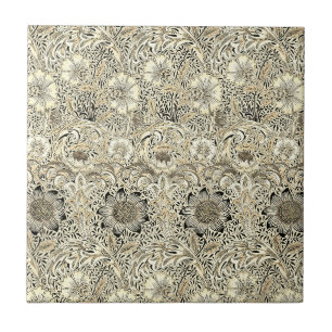 Vintager schwarzer William Morris-Corncockle Fliese